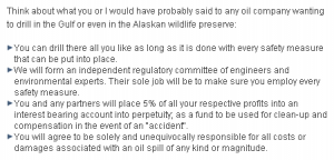 Text outlining safety and regulatory requirements for oil drilling in sensitive environments.