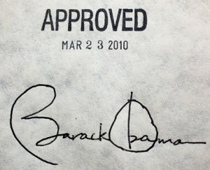 Document stamped "APPROVED" on Mar 23, 2010, with a signature below.