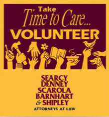 Poster encouraging volunteering, showing hands helping, reading, and holding animals and plants.