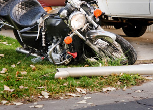 Crashed motorcycle on the ground