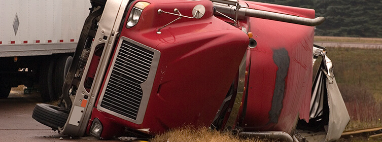 18 wheeler truck fallen over