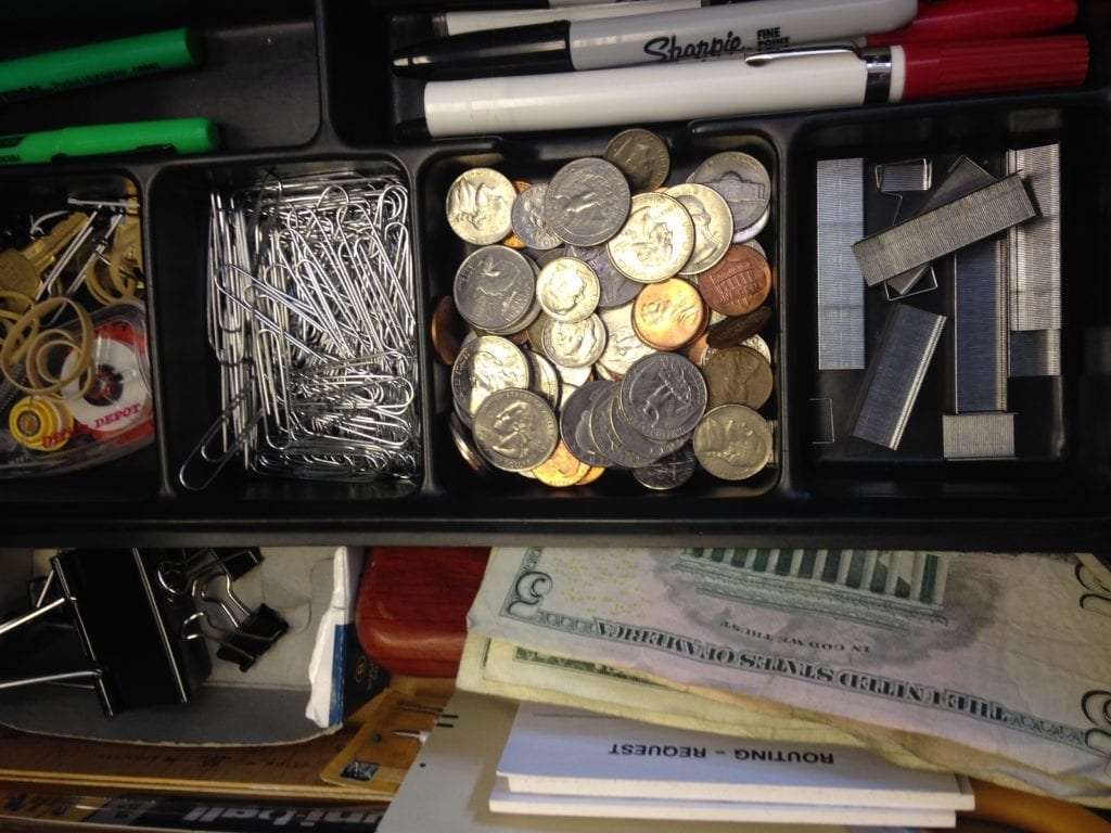 spare change from my desk drawer