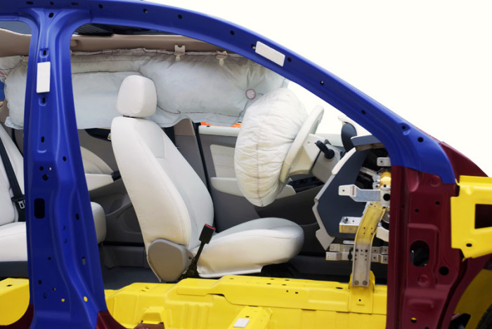 Airbag and frame of car