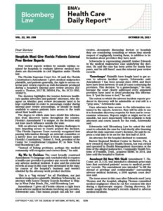 A legal news article about Florida Supreme Court ruling on patient access to peer review reports.