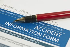 Closeup on accident information form