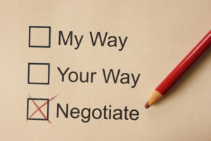 Three checkboxes: "My Way," "Your Way," and "Negotiate" with "Negotiate" checked in red.