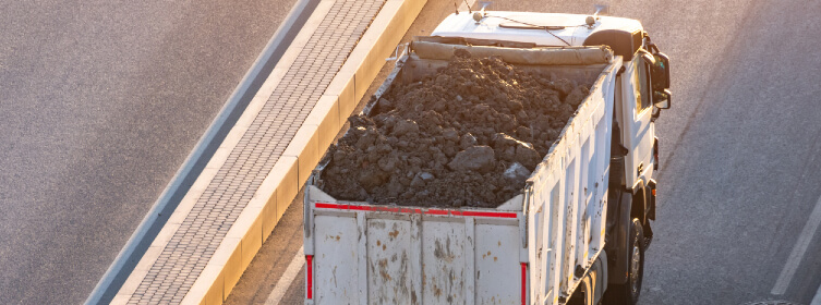 Dump truck on highway