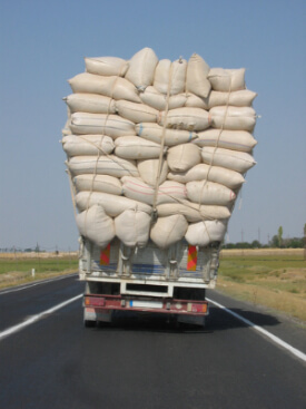 Overloaded commercial truck