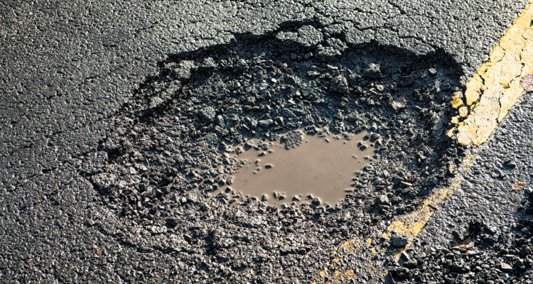 A pothole is a road hazard 