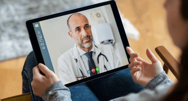 Doctor and patient on telehealth call