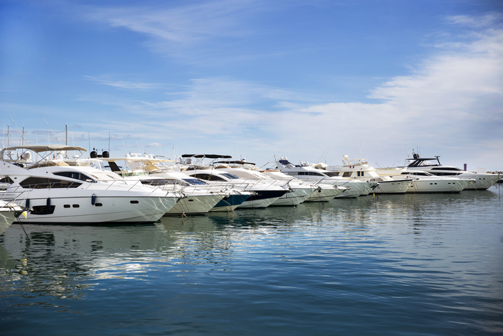 Luxury yachts docked 