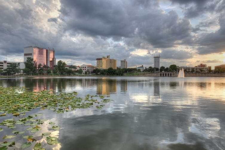 Lakeland, FL Skyline with Lake Mirror