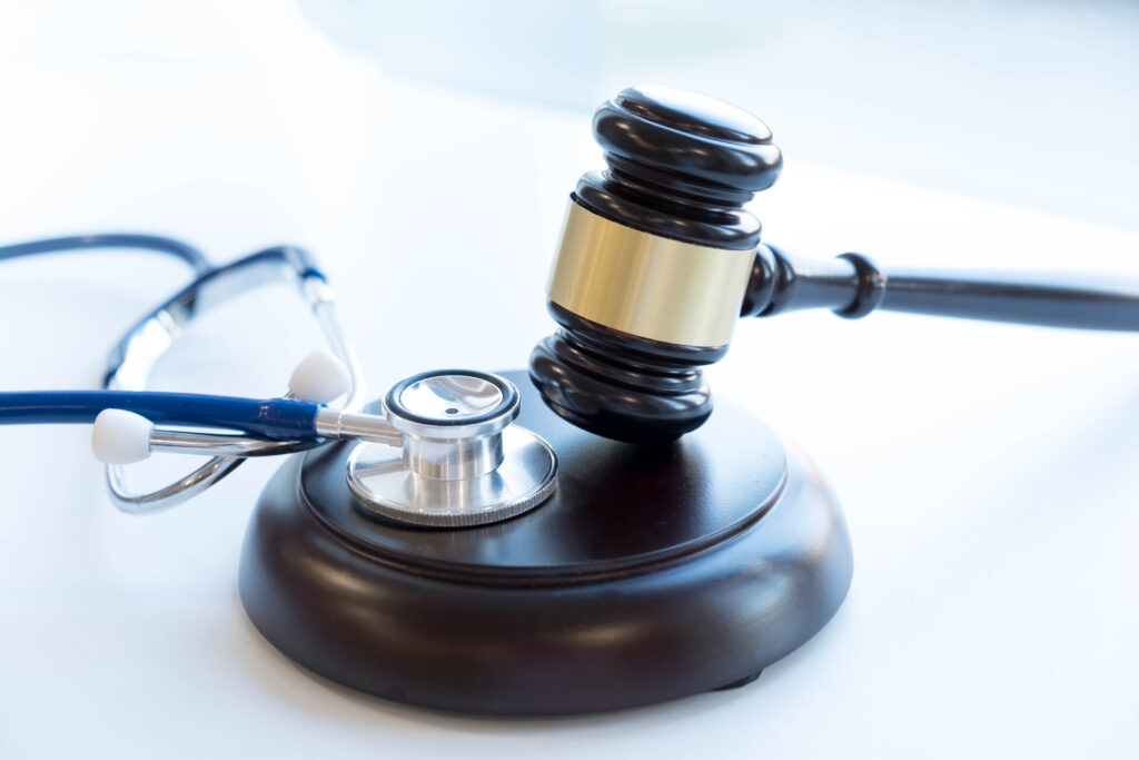 gavel and stethoscope for medical malpractice