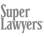 Super Lawyers logo in gray, with stylized text on a white background.